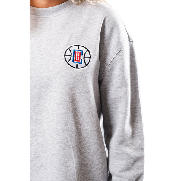 Ladies Oversize Crewneck by Ultra Game in Gray - Front Left View
