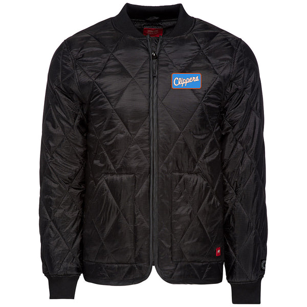 2021 LA Clippers City Edition Moments Mixtape Quilted Jacket In Black - Front View