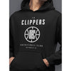 Unisex LA Basketball Club Hooded Sweatshirt In Black - Front View On Model