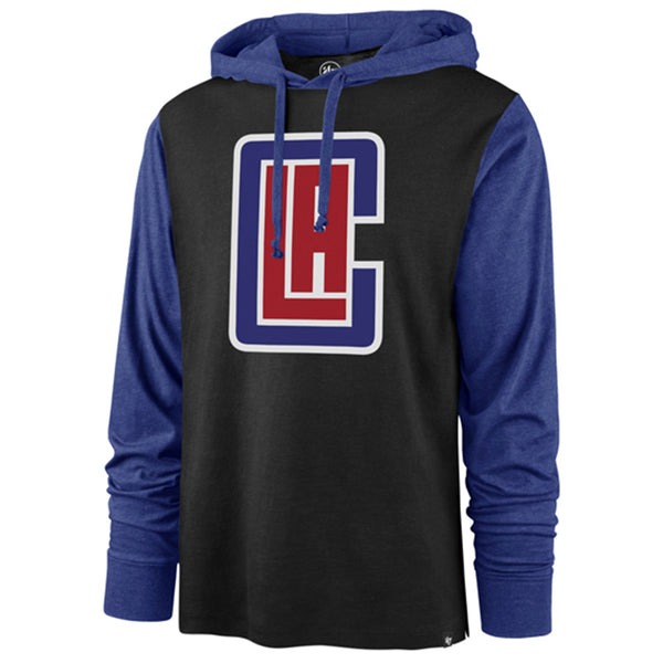 Long Sleeve Callback Hooded T-Shirt by '47 Brand In Black & Blue - Front View