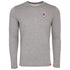 Embroidered Patch Long Sleeve T-Shirt In Grey - Front View