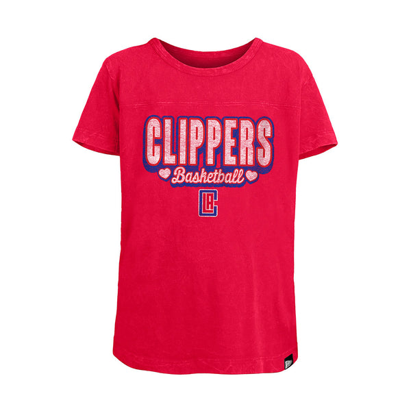 Girls New Era Clippers T-Shirt In Red - Front View