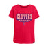 Girls New Era Clippers T-Shirt In Red - Front View