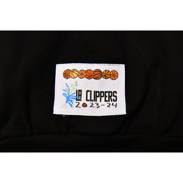 2023-24 LA Clippers CITY EDITION Pullover Hooded Sweatshirt - In Black - Zoom View On Jock Tag