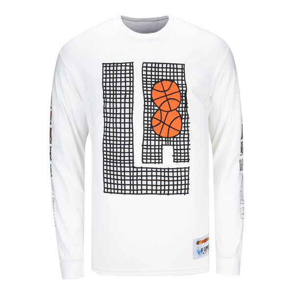 2023-24 LA Clippers CITY EDITION Lockup Long Sleeve T-Shirt - In White - Front View