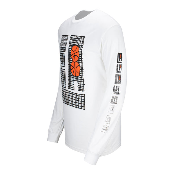 2023-24 LA Clippers CITY EDITION Lockup Long Sleeve T-Shirt - In White - Angled Left View