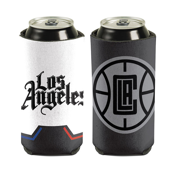 16 oz. City Edition Can Cooler in Black and White - Front and Back View