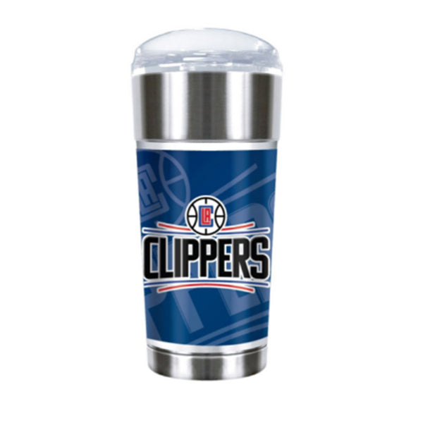 24 oz. Game Day Tumbler in Chrome and Blue - Front View