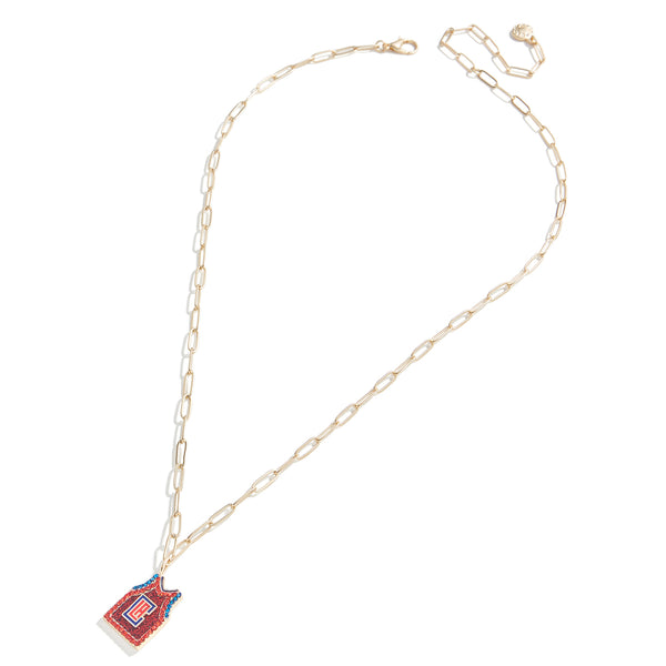 Baublebar Clippers Jersey Charm Necklace in Gold/Red - Front View