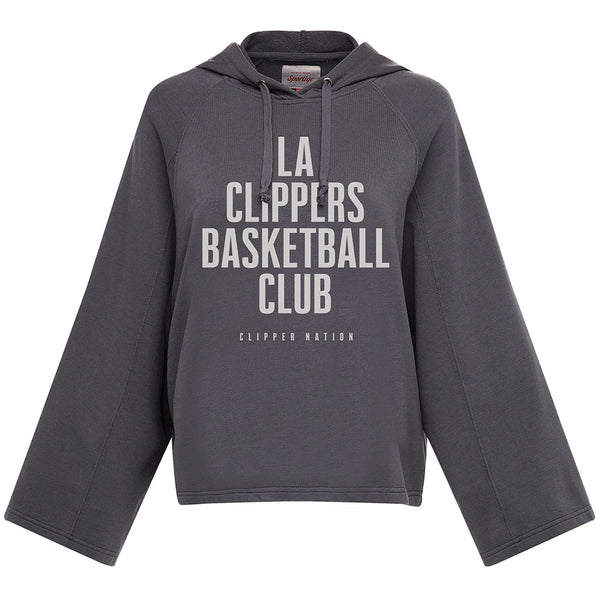 Ladies LA Basketball Club Hooded Sweatshirt in Gray - Front View