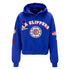 Ladies WEAR by Erin Andrews Team Spirit Cropped Pullover Hood In Blue, White & Red - Front View