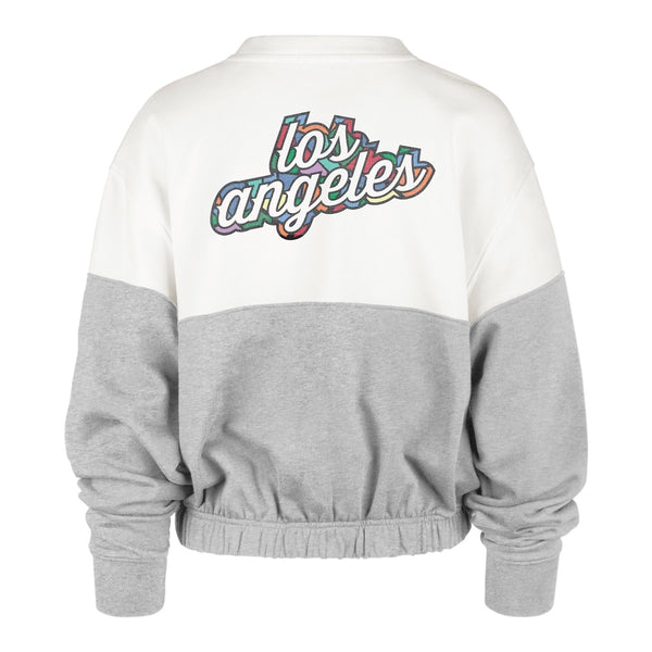 2022-23 LA Clippers City Edition Ladies Crew Fleece In White & Grey - Back View