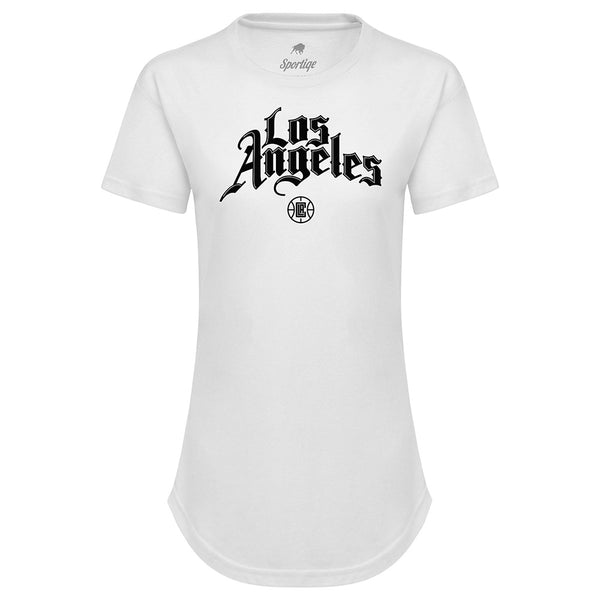 Ladies LA Script T-Shirt in White - Front View