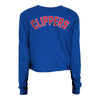 Ladies New Era Clippers Long-Sleeve Crop Top in Blue - Back View