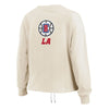 Ladies WEAR by Erin Andrews Clippers Draw String Long-Sleeve Crop T-Shirt in White - Back View
