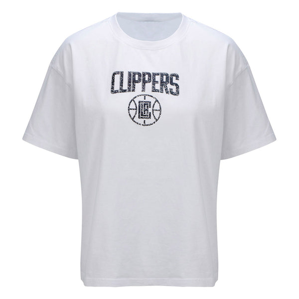 Ladies The Wild Collective Clippers T-Shirt in White - Front View