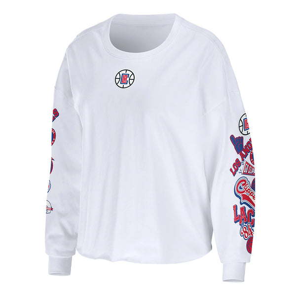 Ladies WEAR by Erin Andrews Celebration Long Sleeve T-Shirt In White - Front View