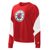 Ladies G-III Clippers Block Logo Crop Long Sleeve In Red & White - Front View