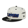 New Era Clippers Awake Snapback Hat In White, Black & Blue - Angled Left Side View