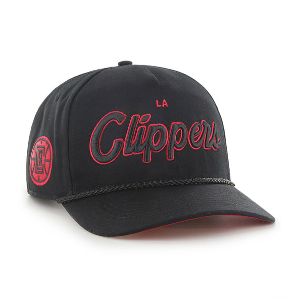 '47 Brand Clippers Crosstown Script Adjustable Hat In Black & Red - Angled Right Side View