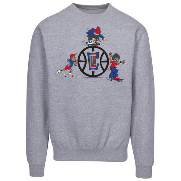 Clippers x Crenshaw Skate Club Crewneck In Grey - Front View