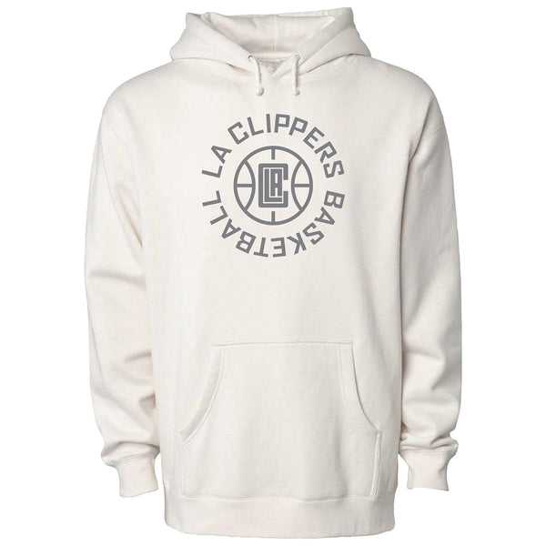 LA Clippers Basketball Circle Hooded Sweatshirt In White - Front View