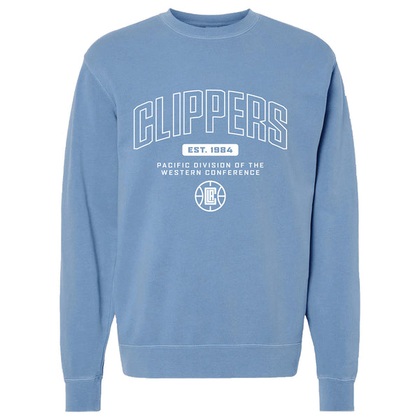 Clippers Wordmark Crewneck Sweatshirt In Light Blue - Front View
