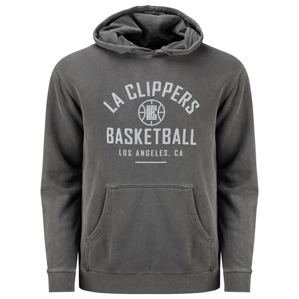 LA Clippers Basketball Vintage Black Tonal Hooded Sweatshirt - Front View