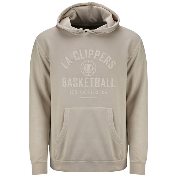 LA Clippers Basketball Vintage Ivory Tonal Hooded Sweatshirt In Ivory - Front View