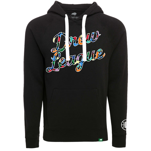 2022-23 LA Clippers City Edition Sportiqe Olsen Hooded Sweatshirt In Black & Stained Glass Color - Front View