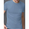 Unisex Coronado Burke Pocket T-Shirt In Blue - Front View On Model