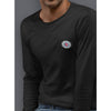 Embroidered Patch Long Sleeve T-Shirt In Black - Front View On Model