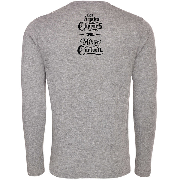 Mister Cartoon Clippers Cursive Tee In Grey - Back View