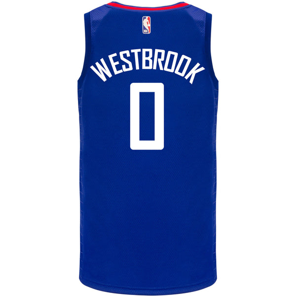 Russell Westbrook Nike Icon Swingman Jersey In Blue - Back View