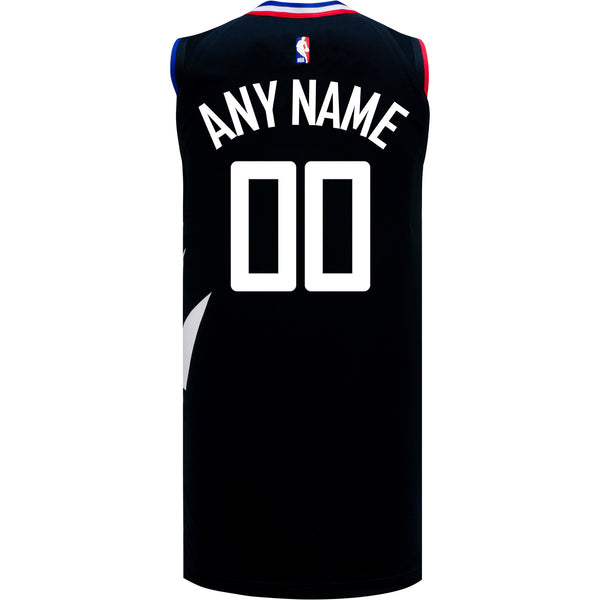 LA Clippers Personalized Jordan Brand Statement 22-23 Swingman Jersey In Black - Back View