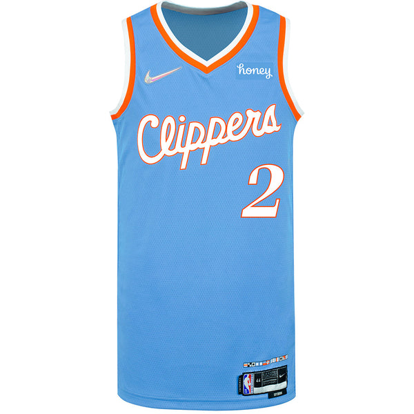 2021 LA Clippers City Edition Moments Mixtape Kawhi Leonard Nike Swingman Jersey In Blue - Front View