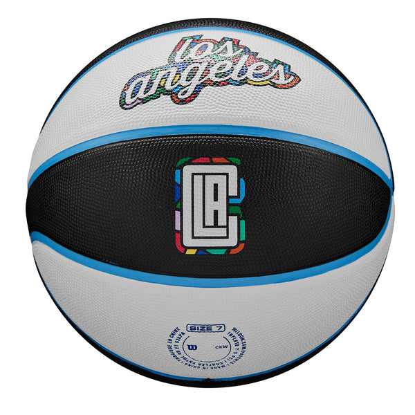 2022-2023 LA Clippers City Edition Full Size Basketball In Black & White - Angled Front View