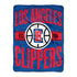 Northwest Clippers Micro Raschel Throw In Blue, Red & White - Front View