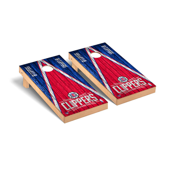 Victory Tailgate LA Clippers NBA Basketball Regulation Cornhole Game Set Triangle Weathered Version In Red & Blue