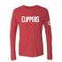 Youth Tri Blend Long Sleeve T-Shirt In Red - Front View